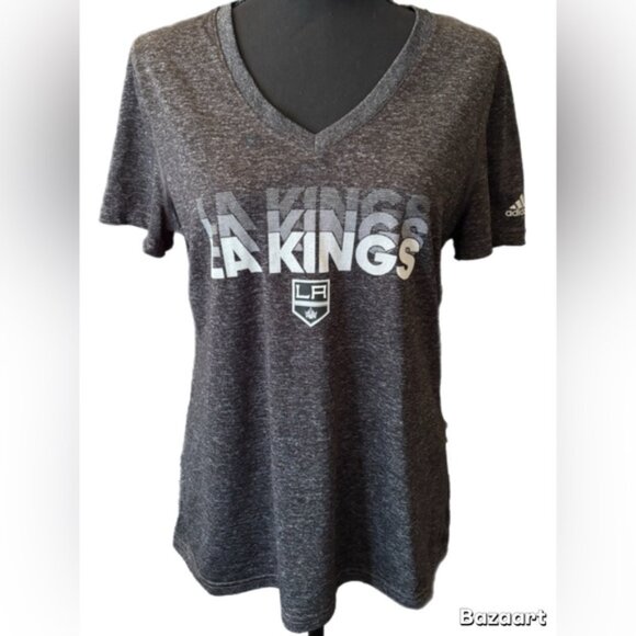 Adidas LA Kings Gray V-Neck Tee - Picture 1 of 3